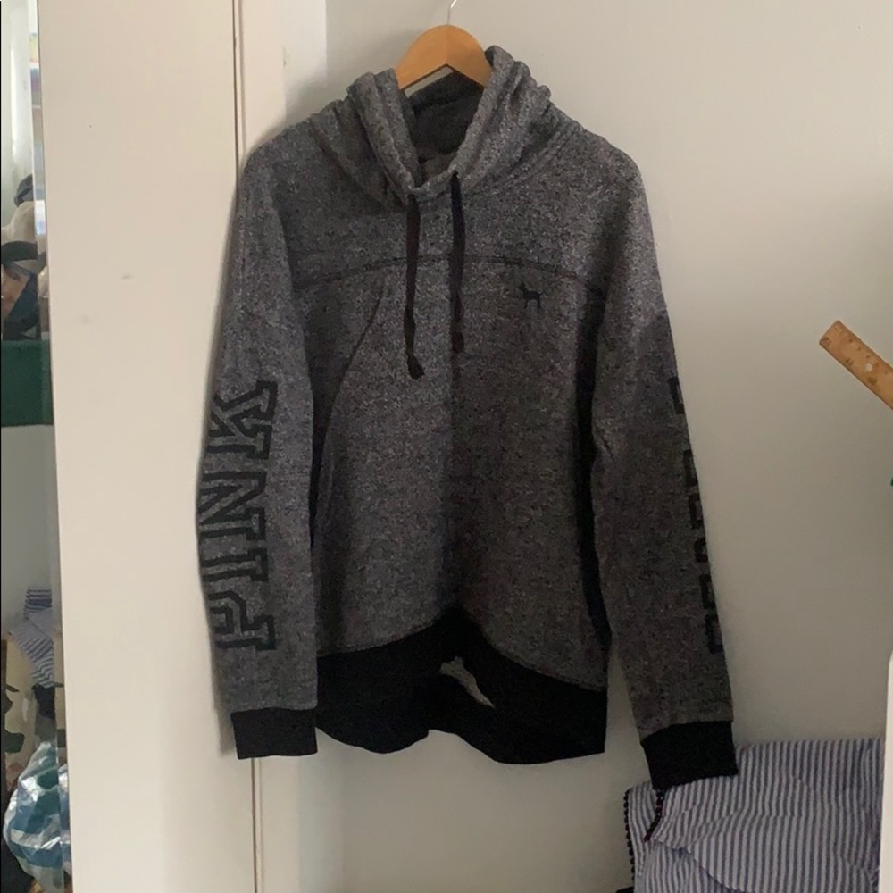 Pink VS black and gray cowl neck sweater